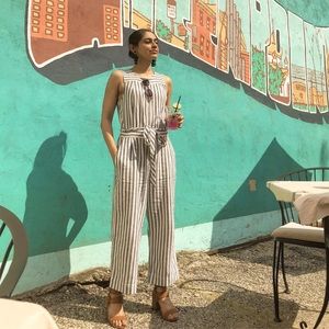 Splendid XS Off-White Striped Jumpsuit - Used/ Worn
